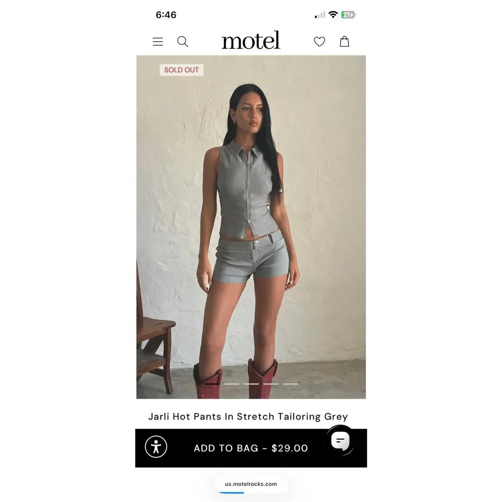 Motel Rocks Jarli Hot Pants XXS | Y2K new w tags Micro Shorts | NWT gray - Picture 5 of 13